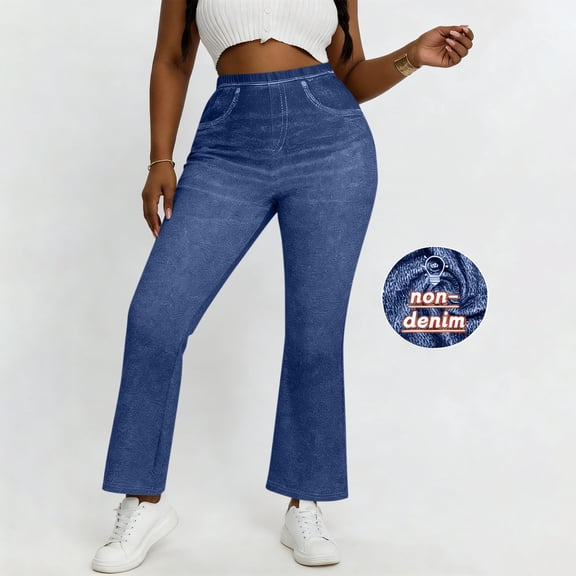 Mifsaly Bootcut Flare Leggings for Women High Waisted Yoga Pants Stretchy Workout Athletic Pant Slim Fit Denim Print Flared Jeggings S
