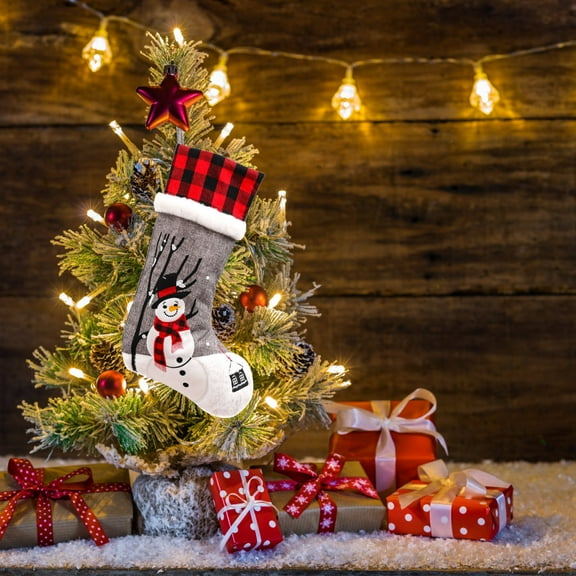 Chmadoxn Christmas Decorations Christmas Cartoon Plaid Socks Children Gift Socks Decoration Props Scene Layout Decoration Supplies Xmas Tree Ornaments