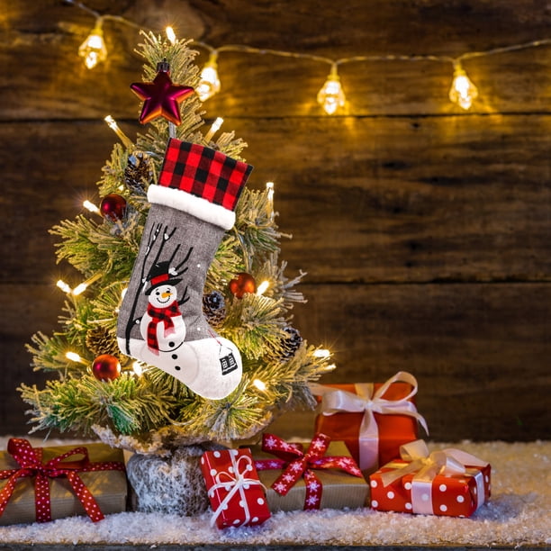 Decoración de regalos para niños Fiudx a cuadros navideños