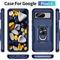 thumbnail image 2 of KOMI pour Google Pixel 8, Étui avec Protecteur d'Écran, Béquille Anneau Réglable à 360° Intégrée, Protection Militaire, Armure Antichoc - Vert, 2 of 5