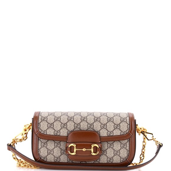 Pre-Owned Horsebit 1955 Shoulder Bag GG Coated Canvas with Leather East West By Rebag