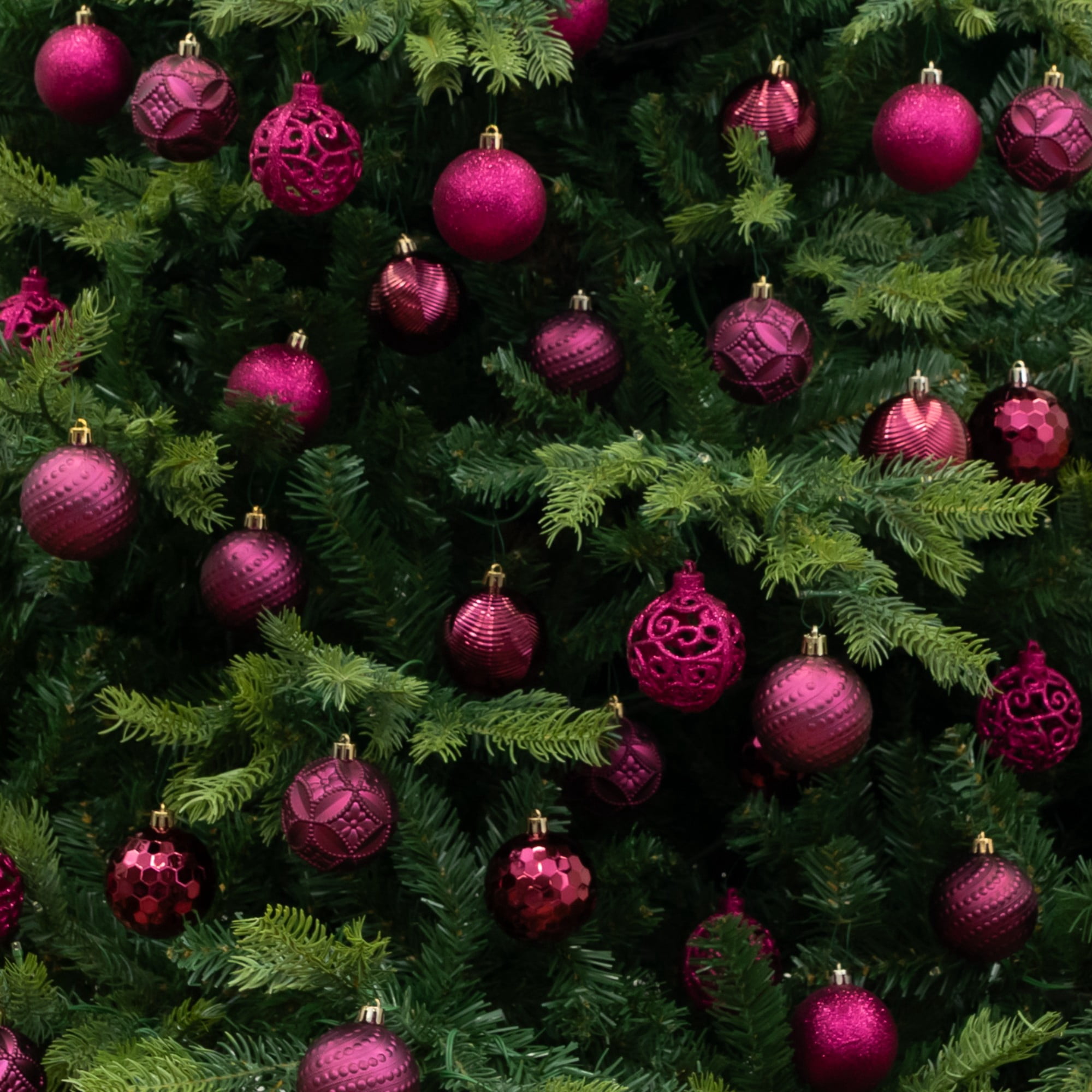 37-pc Fuchsia Shatterproof Christmas Ornaments