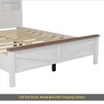 thumbnail image 4 of Farmhouse Platform Bed with Double Sliding Barn Door, Full Size Rustic Wood Bed with Charging Station, Wood Slats Support, White+Brown, 4 of 10
