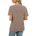 thumbnail image 6 of Ronuti Women's Tops Casual Scoop Neck Short Sleeve Waffle Knit Hollow Out Shirts Loose Tunic Tops Blouses, 6 of 10