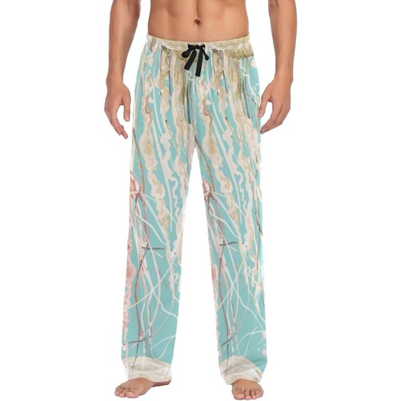Watercolor Jellyfish Ghost Pajama Pants, Men's Lounge Pants Light with Drawstring and Pockets, Christmas New Year Birthday Father's Day Gifts