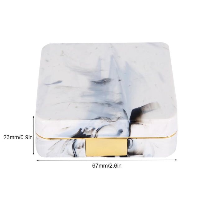 Remojo De Lentes De Contacto Estuche Mini Viaje Portátil Superficie De Mármol Espejo Cuadrado Portacontenedores Dorado (Golden) Suministro Para el Hogar Fugacal NO