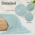 thumbnail image 3 of Turquoise Textured Throw Pillow Cover, Pillowcase Protectors with Zipper, Breathable Decorative Lumbar Pillow Case Cover, Farmhouse Country Woven Striped Pillow Shams for Couch Sofa 16x24Inch, 3 of 9