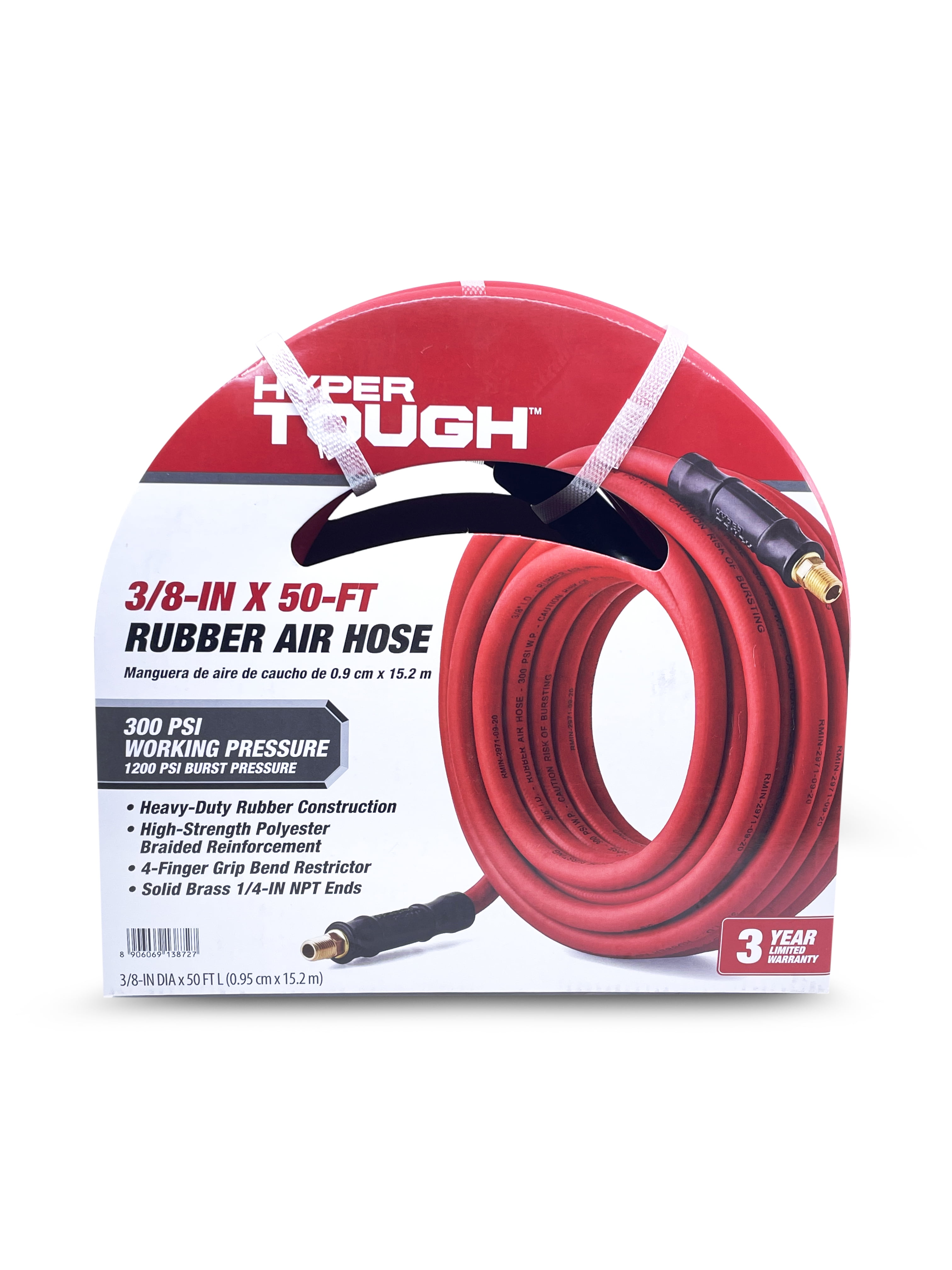 3/8 Inch 400 PSI Oil Resistant Rubber Air Hose Pigtail Whip 2 ft 