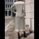 thumbnail image 5 of Vestido Tipo Suéter para Mujer, Tejido Holgado, A Rayas, Elegante, para Otoño e Invierno. Albaricoque XL, 5 of 9