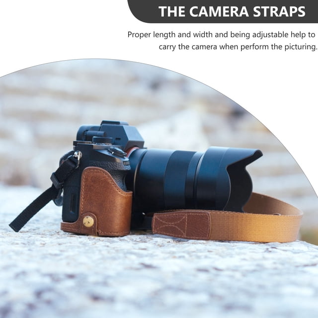 Raindrops Black Adjustable Camera Neck Strap with Double Zipper Pockets for Secure Carrying