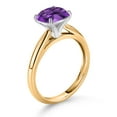 thumbnail image 3 of Gem Stone King 10K Yellow and White Gold Purple Amethyst Soitaire Engagement Ring for Women (2.10 Cttw, Cushion 8MM, Gemstone February Birthstone, Available in Size 5, 6, 7, 8, 9), 3 of 4