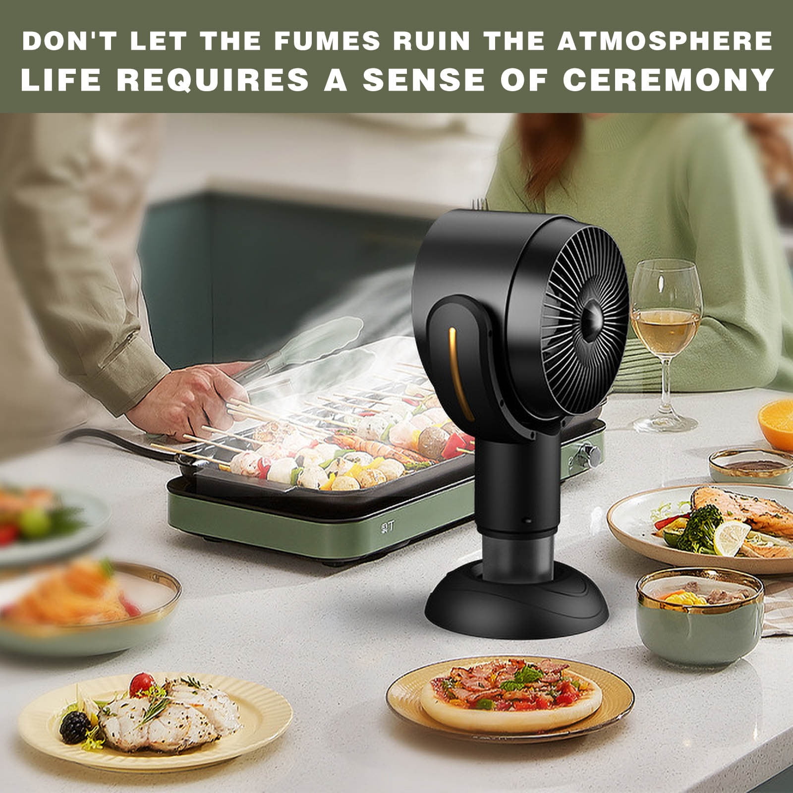 RXMEKW Mini Fan Portable Desktop Range Hood 2-Speed Usb Filter Bbq Indoor