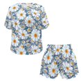 thumbnail image 4 of Yuyamidu Daisy Flowers Summer Sleepwear Sets for Women Comfy Soft Pjs Sets Pullover Top and Shots Lounge Set 2 Piece Pjs Set, 4 of 7