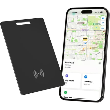 Wallet Tracker Card, iOS Only Bluetooth Tracker Card with Find My app, Rechargeable Smart Wallet Finder GPS Tracker, Keys Finder and Item Locator for Keys, Bags, Passports