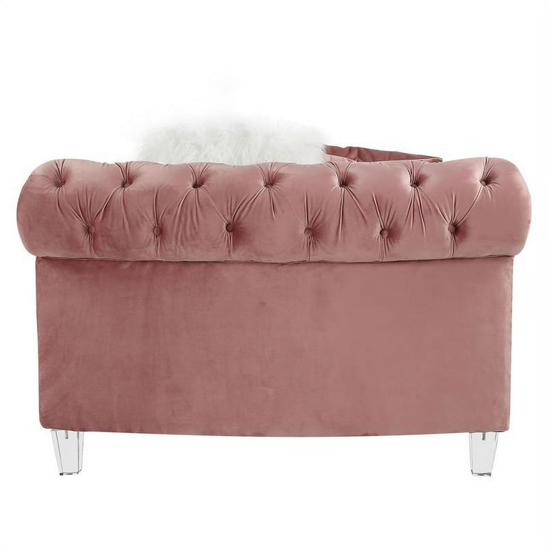 ACME Ninagold Sectional Sofa with 7 Pillows in Pink