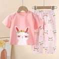 thumbnail image 4 of Lovzfmll 2-Piece Girl's Bunny Sleepwear Set, Short Sleeve Top & Long Pants, Sleepwear Outfits for Kids 7-8 Years, 4 of 5
