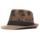 thumbnail image 1 of Sombrero de paja con estampado de cocoteros para hombre y mujer, circunferencia de 56-58 cm, estilo jazz, para playa y verano, 1 of 5