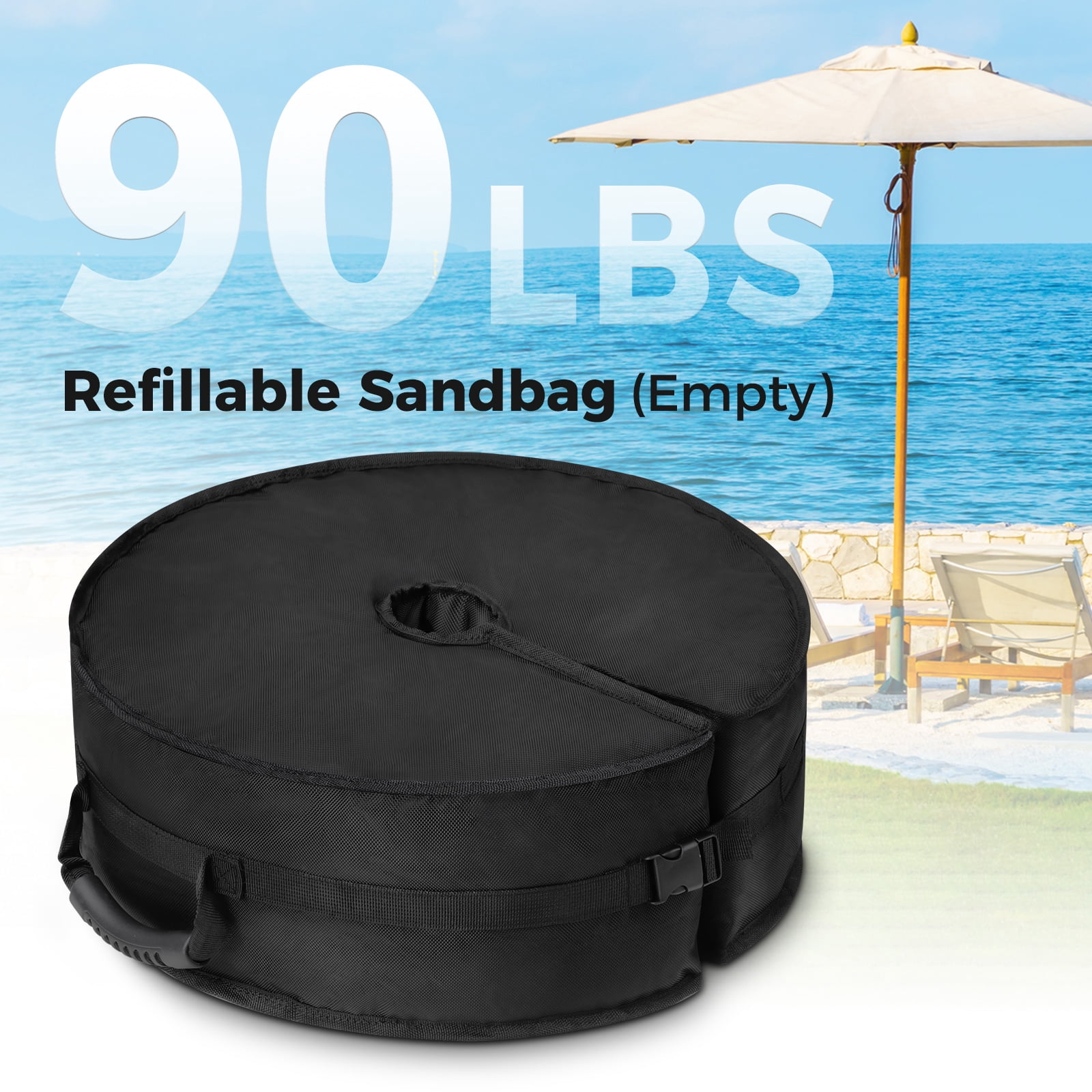 18" Round Umbrella Base Weight Sandbag, Heavy-Duty Sandbags, Fillable Sand Bags with Side-Slot Opening for Weight Fits Offset, Cantilever & Outdoor Patio Outdoor Garden Parasol Stand (Without Sand)