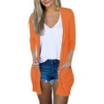 thumbnail image 1 of Pompotops Blouse Décontractée pour Femme à Couleur Unie à Manches Trois Quarts avec Poche Cardigan Liquidation, 1 of 6