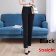 thumbnail image 1 of Pantalones de mujer de nueve puntos con pierna recta y cintura alta, ajustados y gruesos, para trabajo en hoteles, color negro, 1 of 4