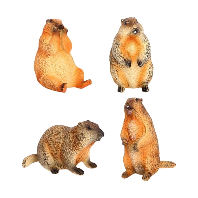 Figuras de acción de marmota Hugo 4 piezas decoración de escritorio