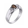 thumbnail image 3 of Rylos 14K White Gold Classic 6X4MM Oval Smoky Quartz & Diamond Ring - Birthstone Jewelry for Men -Size 8, 3 of 6