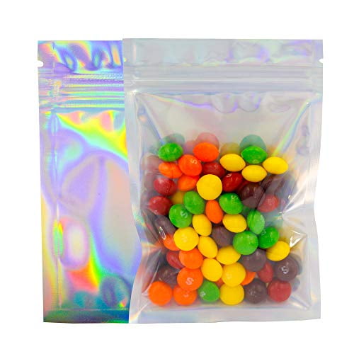 100 Pcs Smell Proof Rainbow Mylar Bags Aluminum Resealable Zip Lock 4X6/X4X6/6X9 