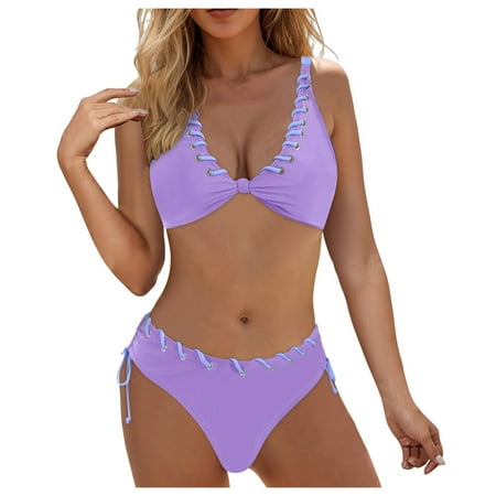 Women High Waisted Bikini Set:Women s Bikini Sets Cheeky Two Piece Swimsuits Triangle Top High Cut Bathing Suit Sexy Swimwear S-2XL