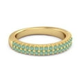 thumbnail image 2 of Half Eternity Band 0.80 Cts Emerald Dual Line Women Valentines Day Gifts Ring 925 Sterling Silver Gold Vermeil, 2 of 3