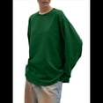 thumbnail image 3 of Camisetas de Larga Extragrandes para Mujer 2025, Camisetas Básicas de Cuello Redondo, Tops de Otoño, Ropa Informal de Entrenamiento Y2K Verde Oscuro L, 3 of 9