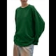 thumbnail image 3 of Camisetas de Larga Extragrandes para Mujer 2025, Camisetas Básicas de Cuello Redondo, Tops de Otoño, Ropa Informal de Entrenamiento Y2K Verde Oscuro M, 3 of 9