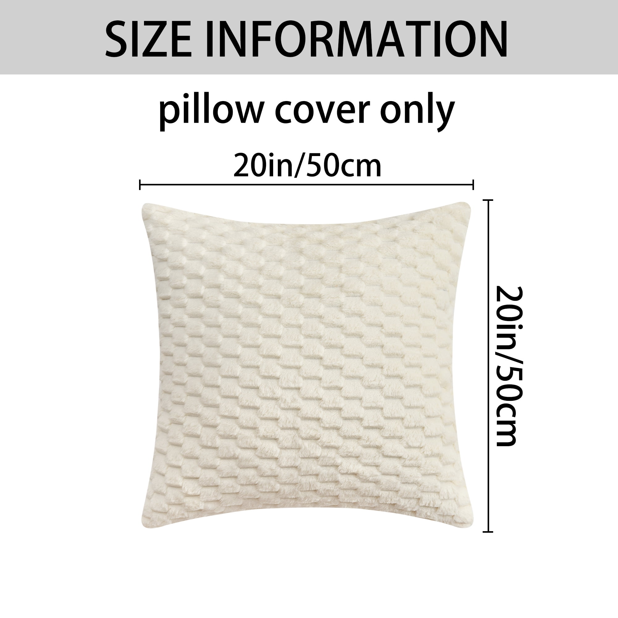 Unique Bargains Pack of 2 Soft Fuzzy Plush Cushion Cover White 20" x 20"