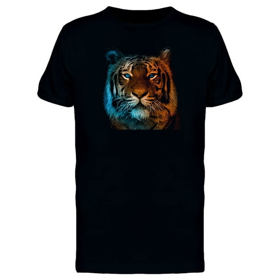 Blue Eyed Bengal Tiger Portrait T-Shirt Men -Image by Shutterstock, Male 3X-Large