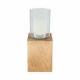 thumbnail image 6 of Square Mango Wood Base Hurricane Candle Holder for Living Room -  Sophisticated Clear Glass for Modern Centerpieces - Pillar Candle Stick and Lantern Decor for Bedroom Vanity Display - 15", Brown, 6 of 10
