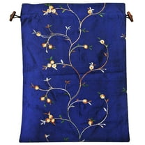 Wrapables® Beautiful Embroidered Silk Travel Bag for Lingerie & Shoes - Dark Blue