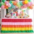 thumbnail image 2 of Table Skirt for Rectangle And Round Table Multi-layer Ruffle Reusable Gradient Rainbow Color Beach Parties Ceremony Birthday Party Decoration Table Skirt-Light Blue,6ft, 2 of 8