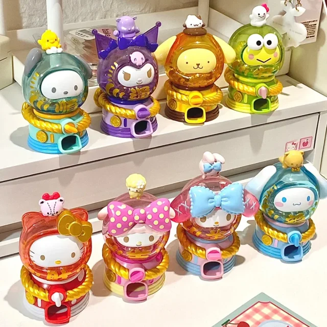 Sanrio Dharma Egg Twisting Machine Blind Box Melody Kuromi Cinnamoroll Anime figurita Kawaii Model Toys Action Birthday Gift Toy1131