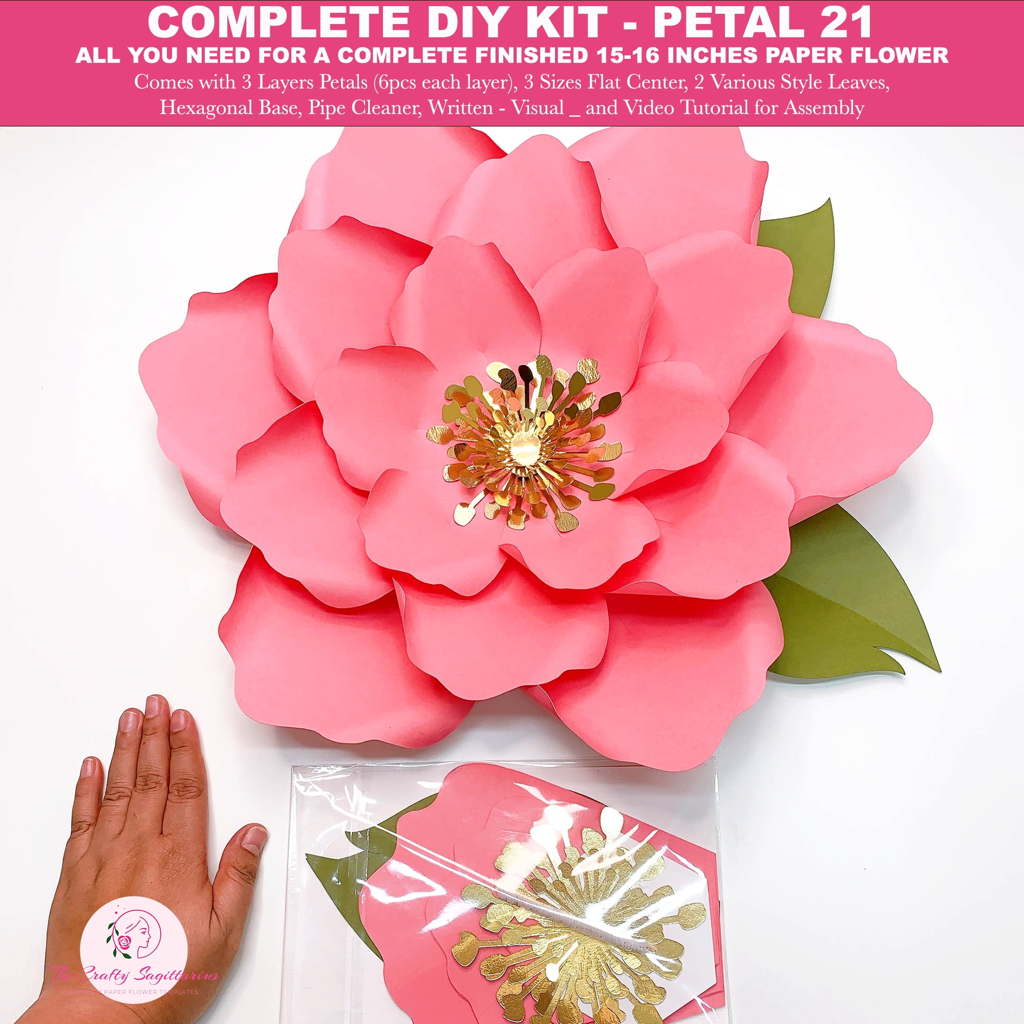 Complete Paper Flower Kit Petal 21 DIY Ready to Assemble Giant Paper