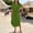 Green, variant on Boho Womens Dress Button Down Cotton Lien Collared Solid Slit Tea Length Rolled Tie Front Shirt Dress Vacation Green L