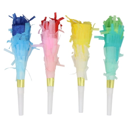 Celebrate It Party Horns – Multicolor Fringe Noisemakers for Celebrations – Multicolor – 7 – 12 Pack (48 Total)