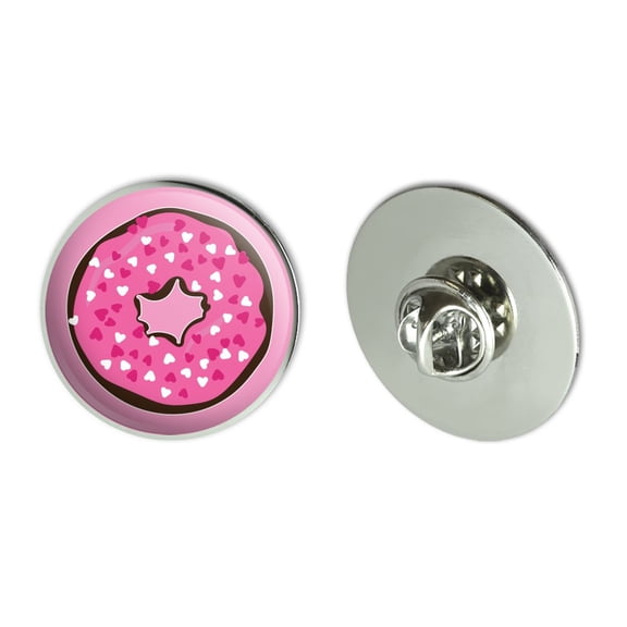 Cute Chocolate Valentine Donut Pink Hearts Metal 1.1" Tie Tack Hat Lapel Pin Pinback