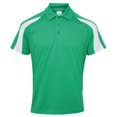 thumbnail image 1 of AWDis Just Cool - Polo transpirable de manga corta con franjasen contraste Hombre caballero - Verano/Deporte (Verde/blanco), 1 of 2