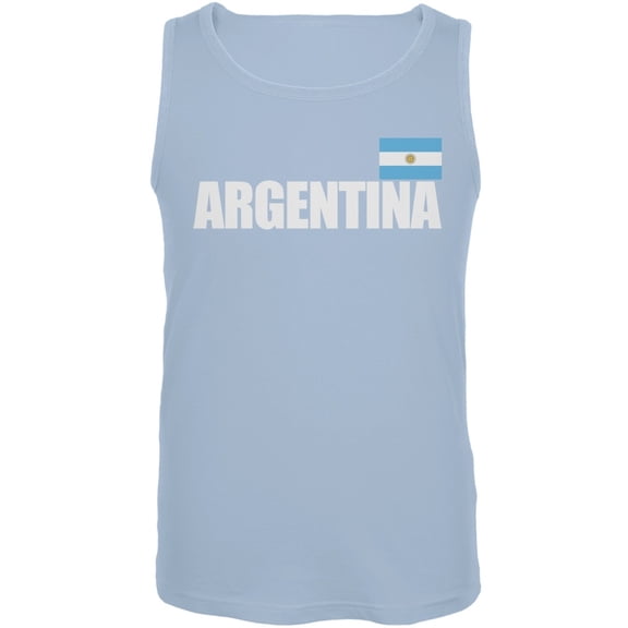 World Cup Argentina Flag & Letters Light Blue Soccer Tank Top - Large
