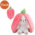 thumbnail image 1 of Strawberry Bunny Stuffed Easter Bunny Reversible Rabbit Ears Plush Stuffed Hide Seek Bunny Toy 7inch, 1 of 5