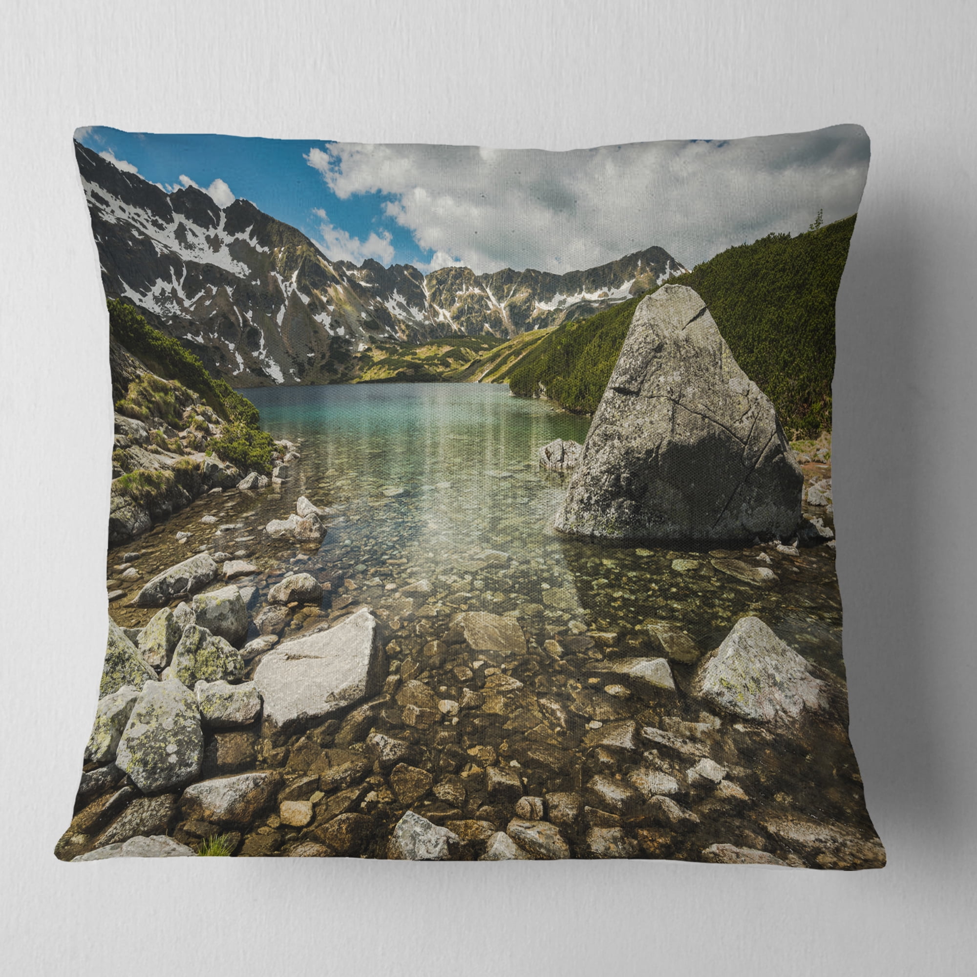 Designart Pond in Five Lakes Valley - Landscape Printed Throw Pillow - 18x18