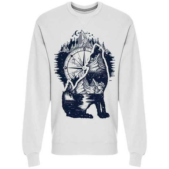 Wolf And Mountains Art Sweatshirt Men -Image by Shutterstock, Male 3X-Large