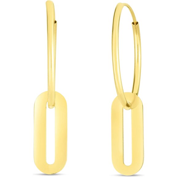 Floreo 14k Yellow Gold 32mm High Polish Paperclip Link with Endless Clasp Drop Earrings