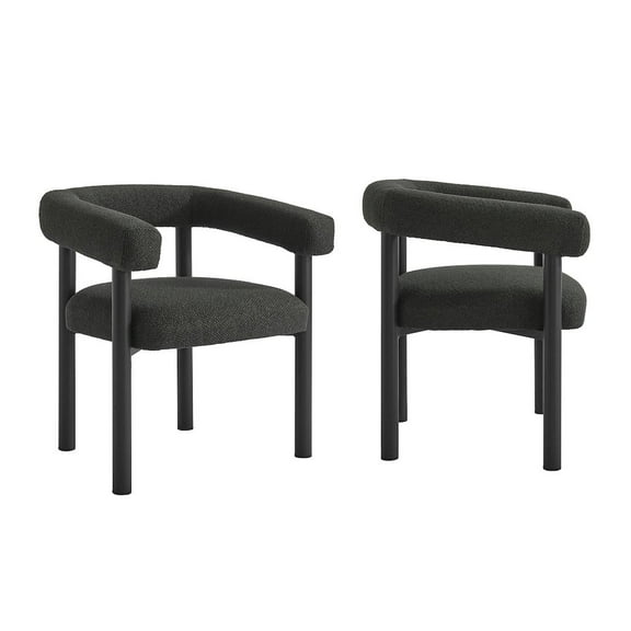 Modway Nautica Outdoor Patio Aluminum Dining ArmchairsSet of 2 in Charcoal Graphite