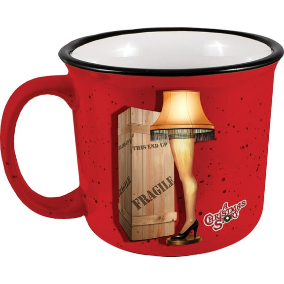 Spoontiques 21547 Leg Lamp Ceramic Camper Mug, 14 ounces, Red