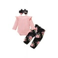 thumbnail image 4 of Kidcici Baby Girls Sisters Bow Floral Pants Headband Top 3Pcs Outfit Sets, 4 of 6